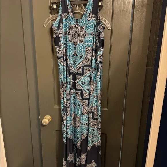Metaphor Teal and Black Patterned Maxi Dress - Picture 2 of 3